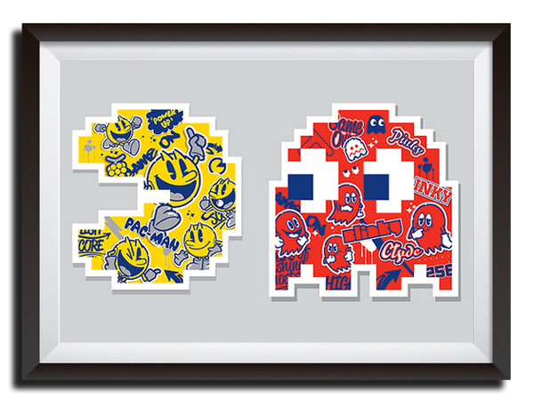 Namco Arcade Wall Art-Poster Decorations-Namco-Pac Man + Blinky Poster-Game Room Shop