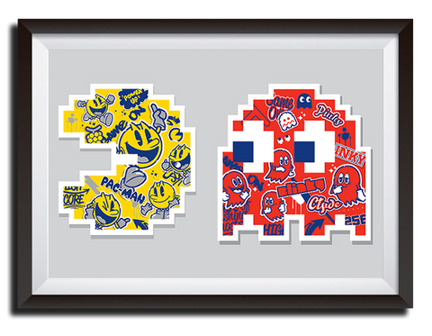 Image of Namco Arcade Wall Art-Poster Decorations-Namco-Pac Man + Blinky Poster-Game Room Shop