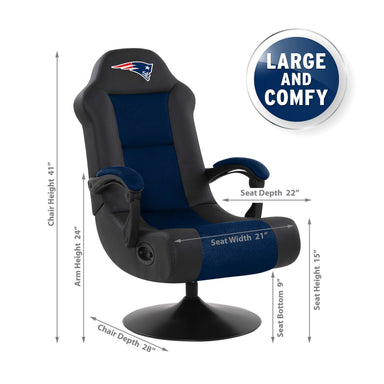 New England Patriots Ultra Gaming Chair with Bluetooth Speakers - Game Room Shop