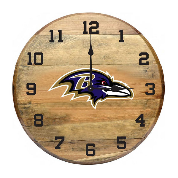 OAK BARREL CLOCK (Various Teams)-Decor-Imperial-BALTIMORE RAVENS-NFL-Game Room Shop