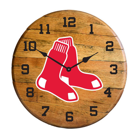 OAK BARREL CLOCK (Various Teams)-Decor-Imperial-BOSTON RED SOX-MLB-Game Room Shop