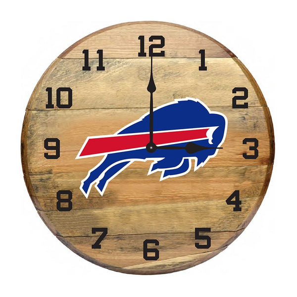 OAK BARREL CLOCK (Various Teams)-Decor-Imperial-BUFFALO BILLS-NFL-Game Room Shop