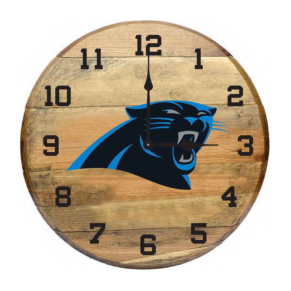 OAK BARREL CLOCK (Various Teams)-Decor-Imperial-CAROLINA PANTHERS-NFL-Game Room Shop
