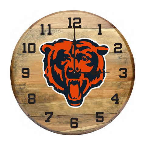 OAK BARREL CLOCK (Various Teams)-Decor-Imperial-CHICAGO BEARS-NFL-Game Room Shop