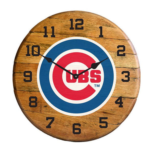 OAK BARREL CLOCK (Various Teams)-Decor-Imperial-CHICAGO CUBS-MLB-Game Room Shop