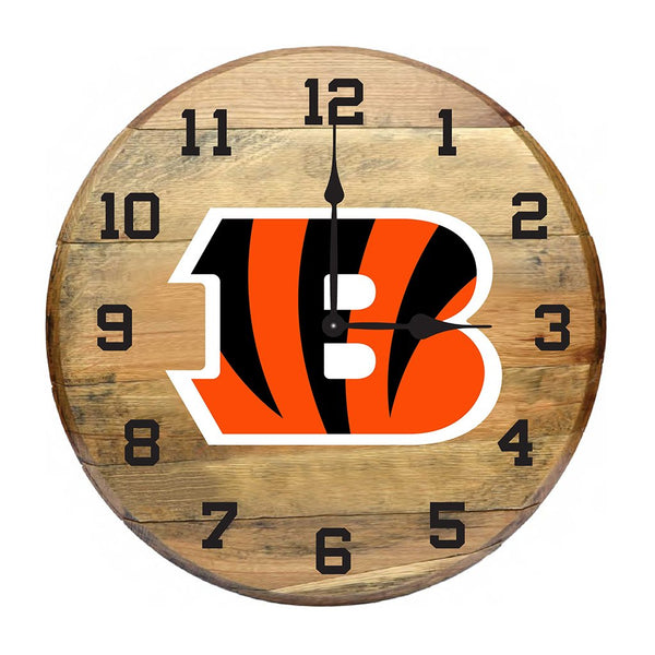 OAK BARREL CLOCK (Various Teams)-Decor-Imperial-CINCINNATI BENGALS-NFL-Game Room Shop