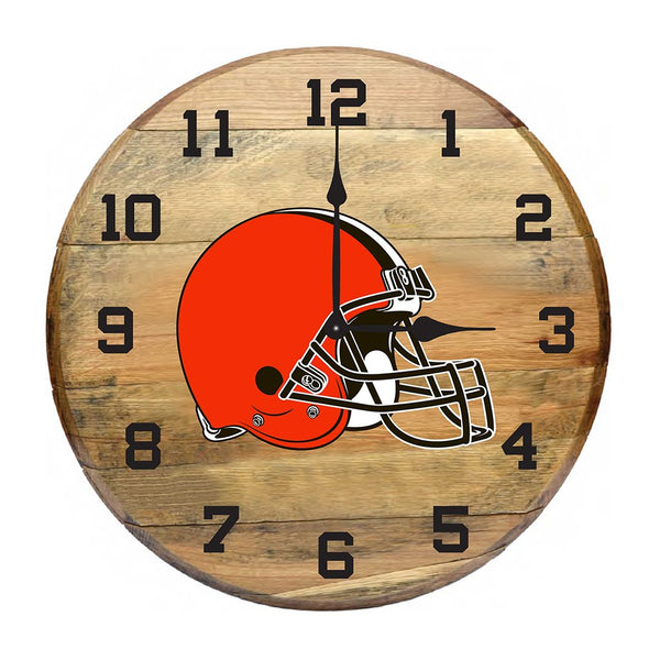 OAK BARREL CLOCK (Various Teams)-Decor-Imperial-CLEVELAND BROWNS-NFL-Game Room Shop