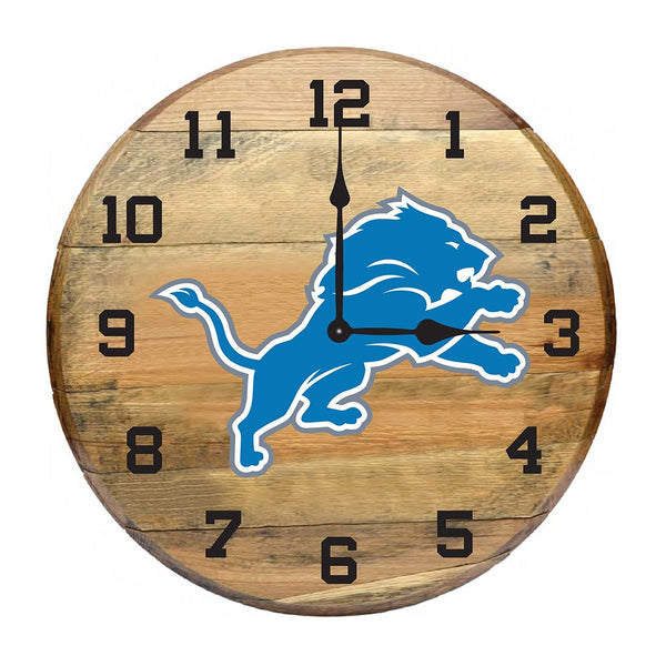 OAK BARREL CLOCK (Various Teams)-Decor-Imperial-DETROIT LIONS-NFL-Game Room Shop