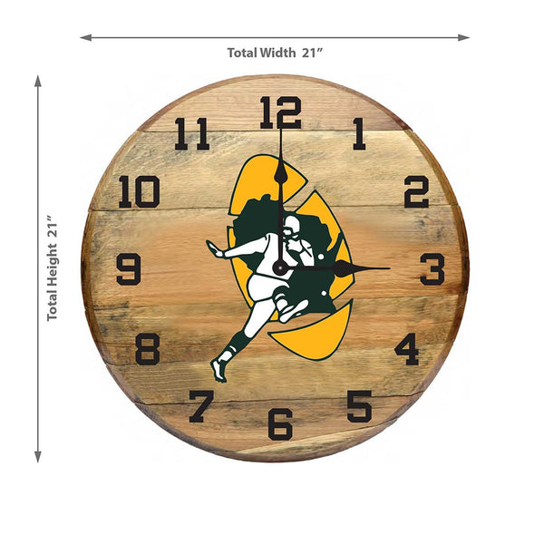 OAK BARREL CLOCK (Various Teams)-Decor-Imperial-GREEN BAY PACKERS-NFL-Game Room Shop