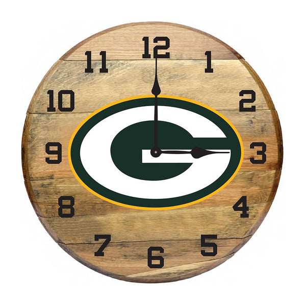 OAK BARREL CLOCK (Various Teams)-Decor-Imperial-GREEN BAY PACKERS-NFL-Game Room Shop