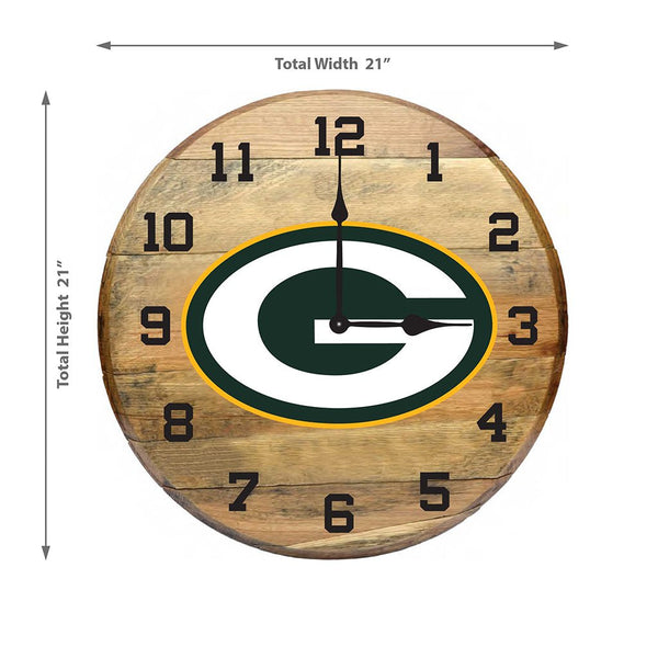 OAK BARREL CLOCK (Various Teams)-Decor-Imperial-GREEN BAY PACKERS-NFL-Game Room Shop
