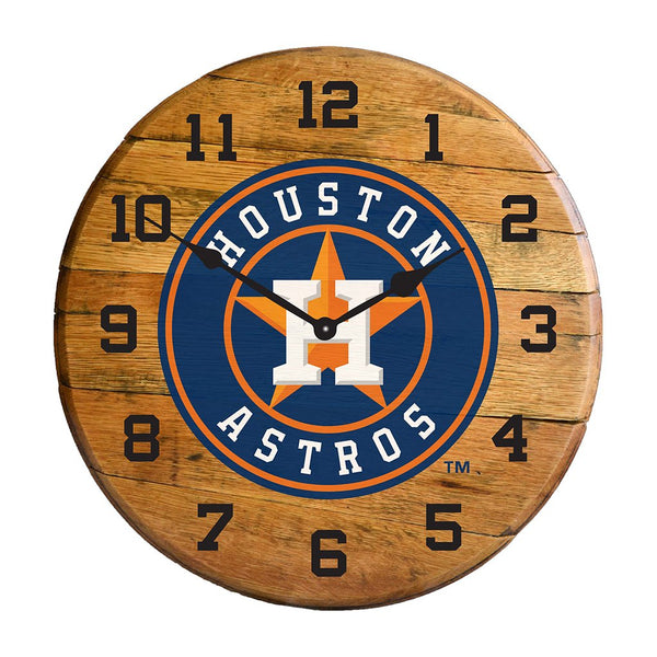 OAK BARREL CLOCK (Various Teams)-Decor-Imperial-HOUSTON ASTROS-MLB-Game Room Shop