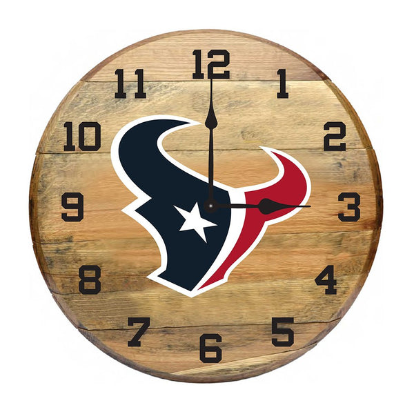 OAK BARREL CLOCK (Various Teams)-Decor-Imperial-HOUSTON TEXANS-NFL-Game Room Shop