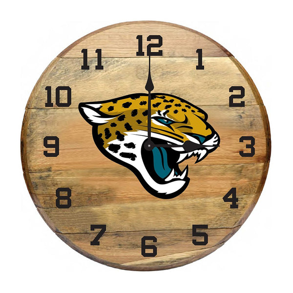 OAK BARREL CLOCK (Various Teams)-Decor-Imperial-JACKSONVILLE JAGUARS-NFL-Game Room Shop