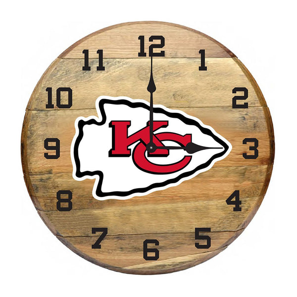 OAK BARREL CLOCK (Various Teams)-Decor-Imperial-KANSAS CITY CHIEFS-NFL-Game Room Shop