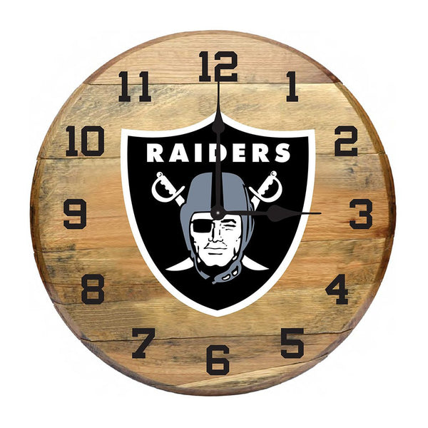 OAK BARREL CLOCK (Various Teams)-Decor-Imperial-LAS VEGAS RAIDERS-NFL-Game Room Shop