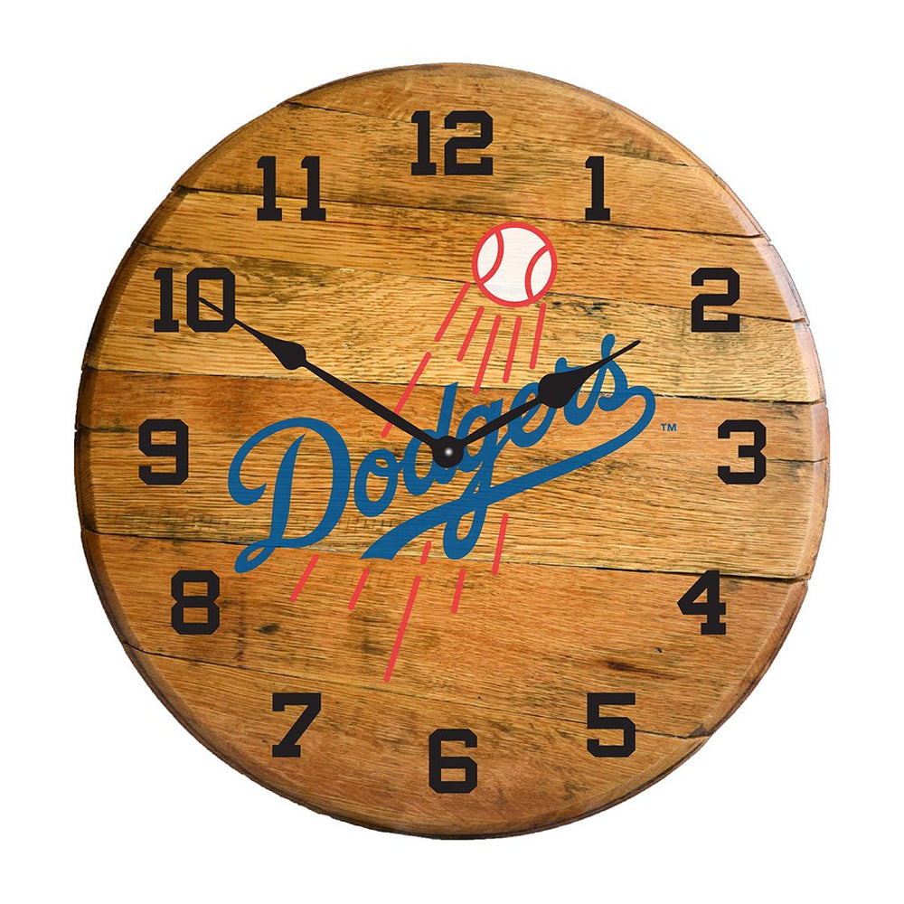 OAK BARREL CLOCK (Various Teams)-Decor-Imperial-LOS ANGELES DODGERS-MLB-Game Room Shop