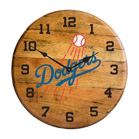 Image of OAK BARREL CLOCK (Various Teams)-Decor-Imperial-LOS ANGELES DODGERS-MLB-Game Room Shop