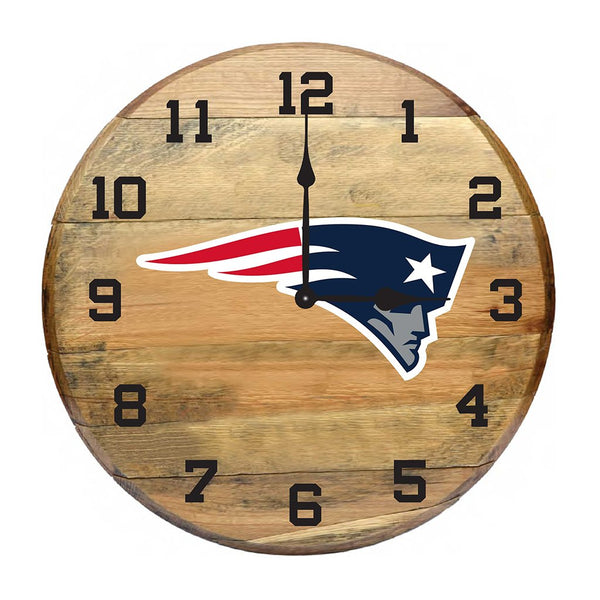 OAK BARREL CLOCK (Various Teams)-Decor-Imperial-NEW ENGLAND PATRIOTS-NFL-Game Room Shop