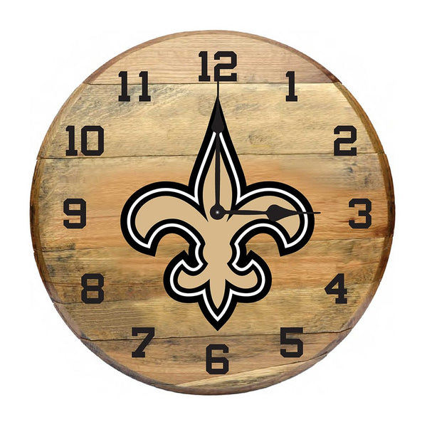 OAK BARREL CLOCK (Various Teams)-Decor-Imperial-NEW ORLEANS SAINTS-NFL-Game Room Shop