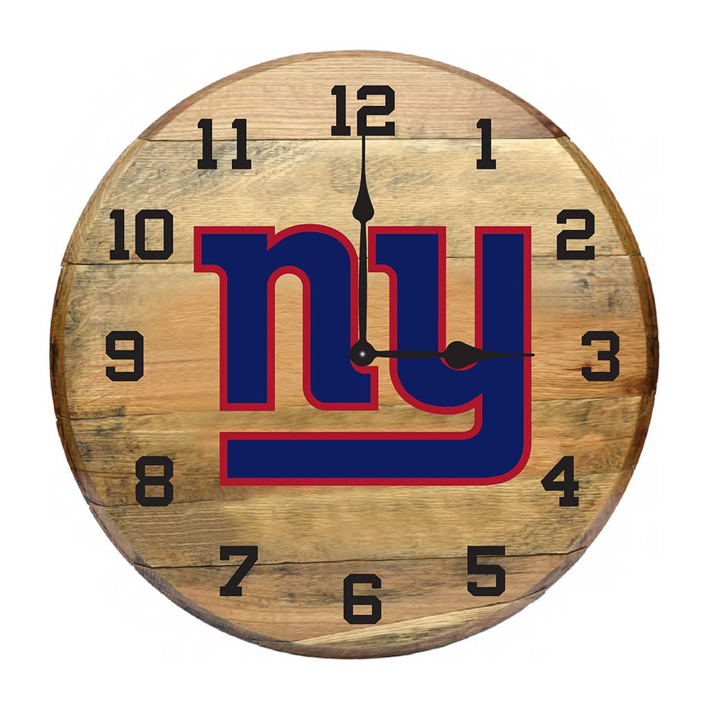 OAK BARREL CLOCK (Various Teams)-Decor-Imperial-NEW YORK GIANTS-NFL-Game Room Shop