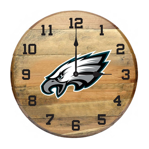 OAK BARREL CLOCK (Various Teams)-Decor-Imperial-PHILADELPHIA EAGLES-NFL-Game Room Shop