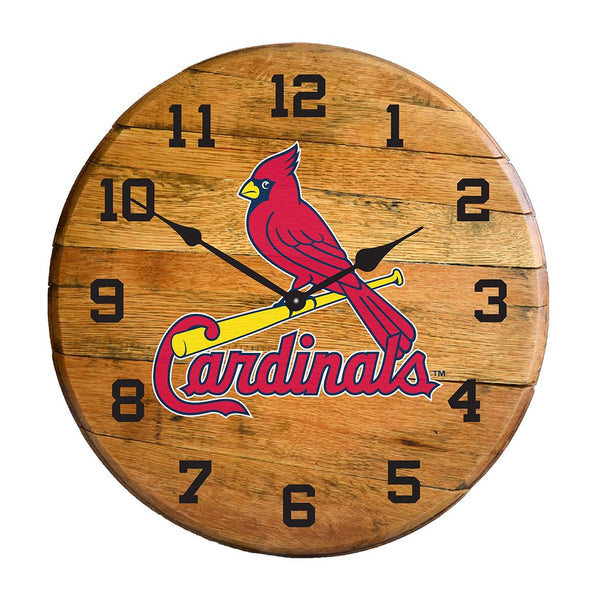 OAK BARREL CLOCK (Various Teams)-Decor-Imperial-ST. LOUIS CARDINALS-MLB-Game Room Shop