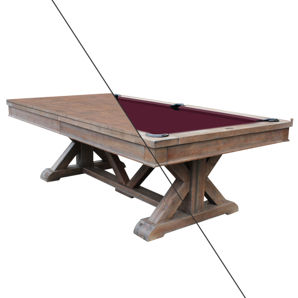 Playcraft Brazos River 8' Slate Pool Table - Leather Drop Pockets-Billiard Tables-Playcraft-Weathered Black-No Thank You-Game Room Shop