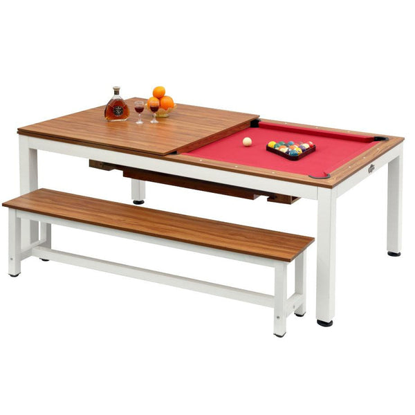 Playcraft Glacier 7' Pool Table with Dining Top-Billiard Tables-Playcraft-1 Bench-Game Room Shop