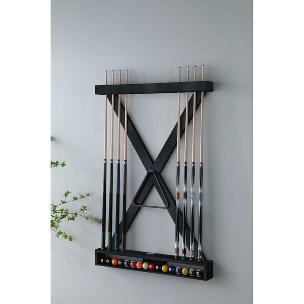 Playcraft X Style Hardwood 8 Cue Billiard Equipment Wall Rack-Billiard Cue Racks-Playcraft-Black-Game Room Shop