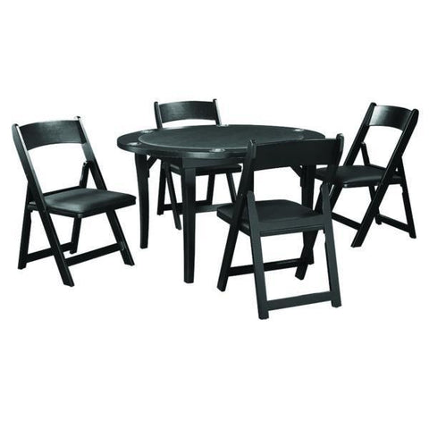 Image of RAM Game Room 48" Folding Poker and Multi-Use Game Table Set with 4 Chairs - Black - Game Room Shop