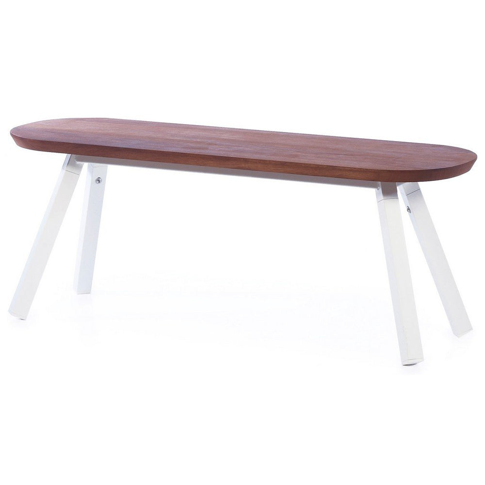 RS Barcelona You and Me Bench Indoor/Outdoor Iroko Wood-Furniture-RS Barcelona-120-Bench-Iroko WHITE-Game Room Shop