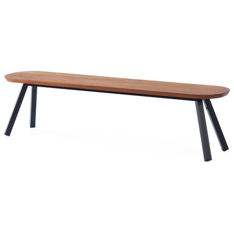 RS Barcelona You and Me Bench Indoor/Outdoor Iroko Wood-Furniture-RS Barcelona-180-Bench-Iroko BLACK-Game Room Shop