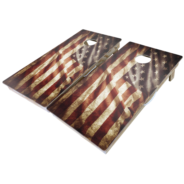 Rustic Theme Cornhole Boards-Cornhole-WGC-Standard Series-Antique Flag-Game Room Shop