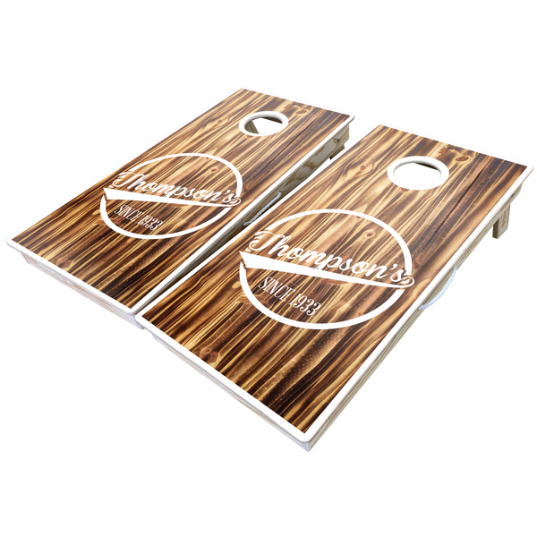 Rustic Theme Cornhole Boards-Cornhole-WGC-Standard Series-Burned Wood Custom Design (Send us an email for design)-Game Room Shop