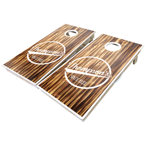 Image of Rustic Theme Cornhole Boards-Cornhole-WGC-Standard Series-Burned Wood Custom Design (Send us an email for design)-Game Room Shop