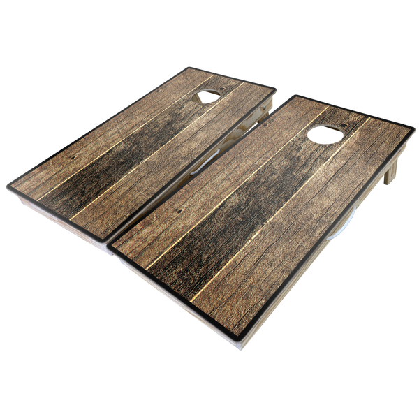 Rustic Theme Cornhole Boards-Cornhole-WGC-Standard Series-Dark Wooden Planks-Game Room Shop