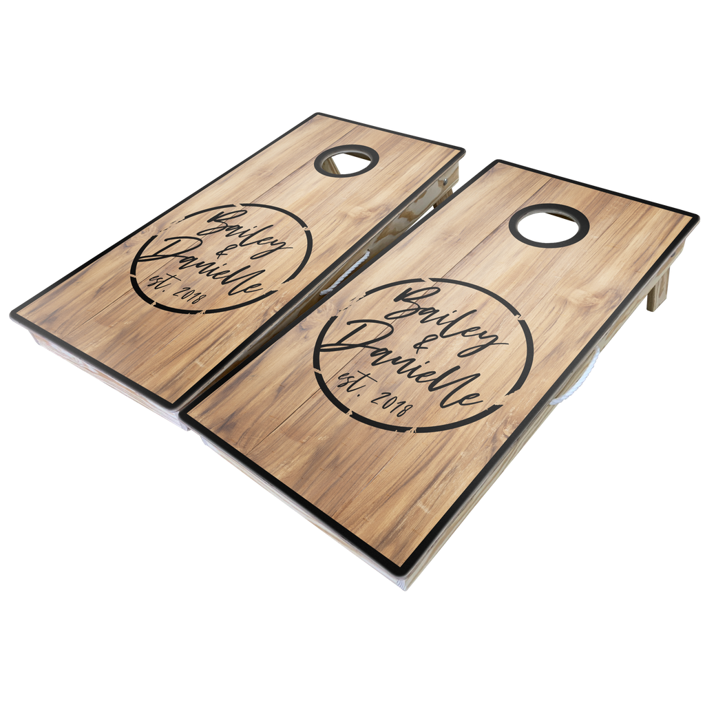 Rustic Theme Cornhole Boards-Cornhole-WGC-Standard Series-Rustic Monogram (Send us an email for the design)-Game Room Shop