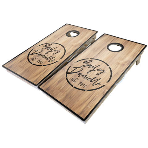 Image of Rustic Theme Cornhole Boards-Cornhole-WGC-Standard Series-Rustic Monogram (Send us an email for the design)-Game Room Shop