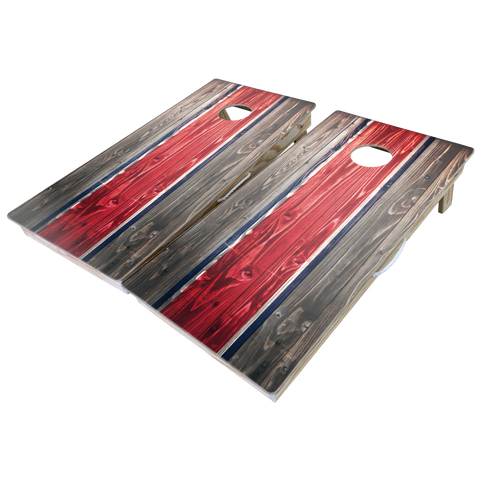 Image of Rustic Theme Cornhole Boards-Cornhole-WGC-Standard Series-Rustic Red Stripe-Game Room Shop