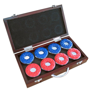 Hathaway Carmelli Shuffleboard Pucks w/ Case - Set of 8 - Game Room Shop