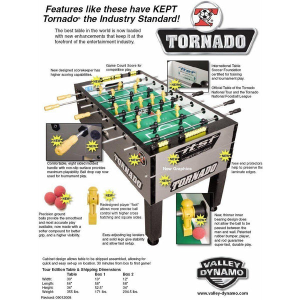 Tornado T-3000 Foosball Table In Matte Black Non-Coin Home Model - Game Room Shop