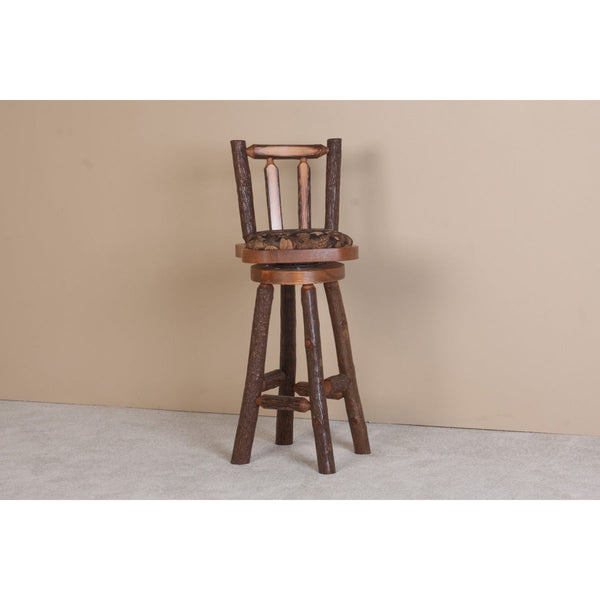 Viking Industries Sawtooth Hickory Upholstered Bar Stool-Bar Stool-Viking Log Furniture-24 Inches-Game Room Shop