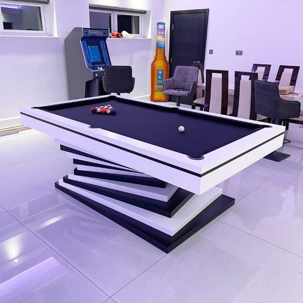White Billiards Neavio Modern Slate Pool Table-Billiard Tables-White Billiards-7ft Length-B&W-No Thank You-Game Room Shop
