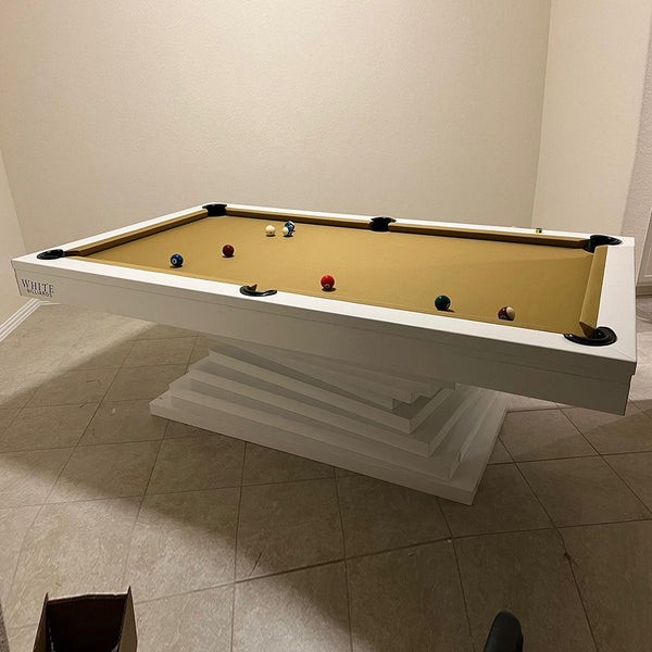 White Billiards Neavio Modern Slate Pool Table-Billiard Tables-White Billiards-7ft Length-White-No Thank You-Game Room Shop