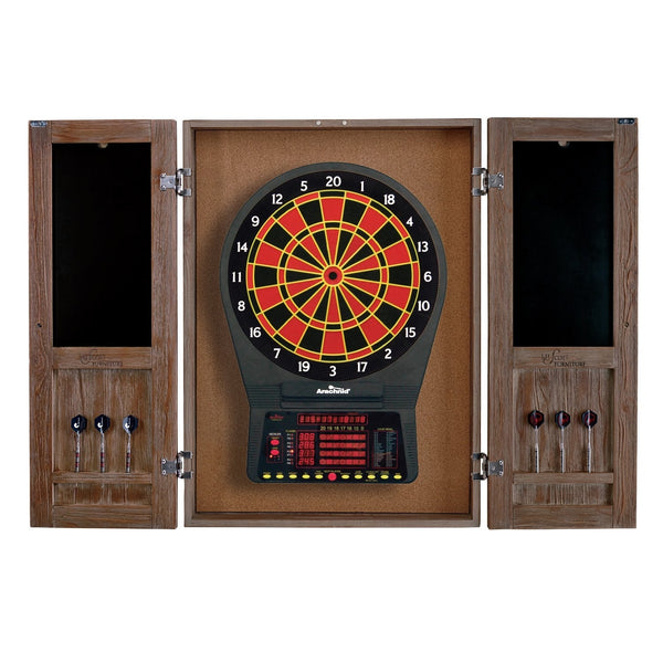 DBCJAG HJ Scott St. James Dartboard Cabinet Antique Grey - Game Room Shop