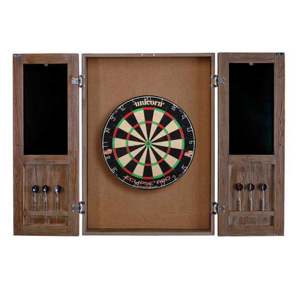 DBCJAG HJ Scott St. James Dartboard Cabinet Antique Grey - Game Room Shop