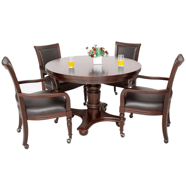 Hathaway Games Bridgeport 48-in Poker Table and Dining Top with 4 Arm Chairs-Poker & Game Tables-Hathaway Games-Game Room Shop