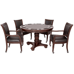 Hathaway Games Bridgeport 48-in Poker Table and Dining Top with 4 Arm Chairs-Poker & Game Tables-Hathaway Games-Game Room Shop