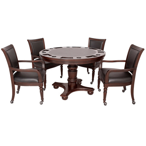 Image of Hathaway Games Bridgeport 48-in Poker Table and Dining Top with 4 Arm Chairs-Poker & Game Tables-Hathaway Games-Game Room Shop